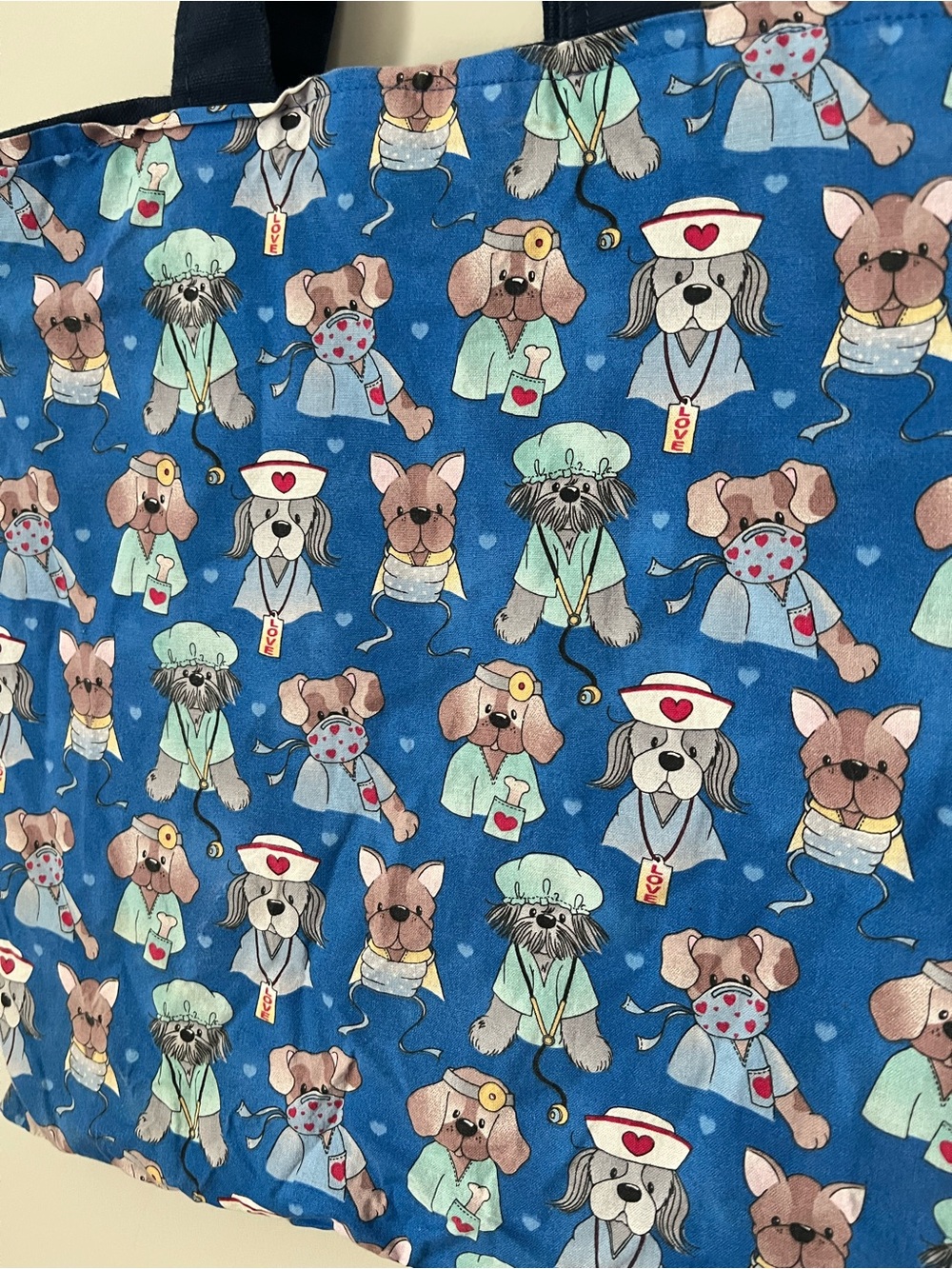 Blue Dog Nurse Pattern Tote Bag